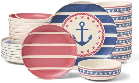 24 Seven Aweigh We Go Melamine 24-Piece Dinnerware Set for 8