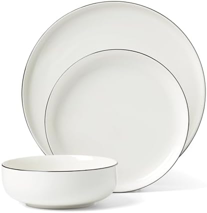 24 Seven Black Rim 12-Piece Dinnerware Set