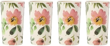 24 Seven Floral Melamine Tumblers, 16oz, Set of 4