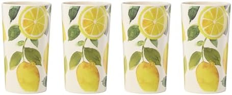 24 Seven Lemon Melamine Tumblers, 16oz, Set of 4