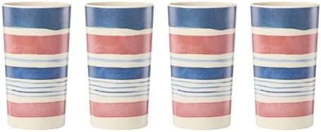 24 Seven Stripe Melamine Tumblers, 16oz, Set of 4