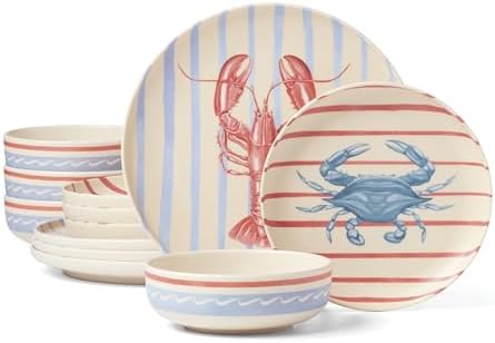24 Seven Wharfside Melamine 12-Piece Dinnerware Set for 4