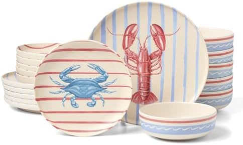 24 Seven Wharfside Melamine 18-Piece Dinnerware Set for 6
