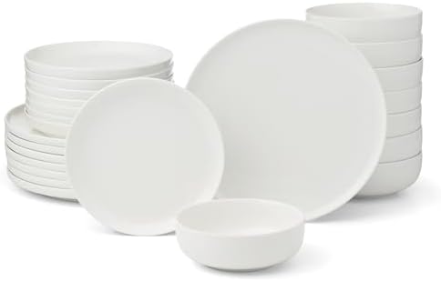 24 Seven White Porcelain 24-Piece Dinnerware Set for 8