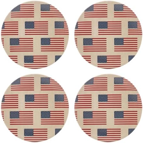 Americana 4th of July Tidbit Plates, Dessert Plate Set for 4