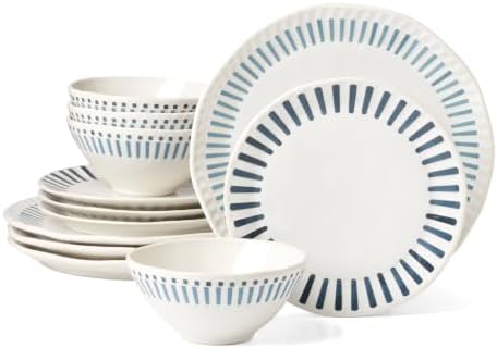 Artisanal Stripe 12-Piece Dinnerware Set, Service for 4