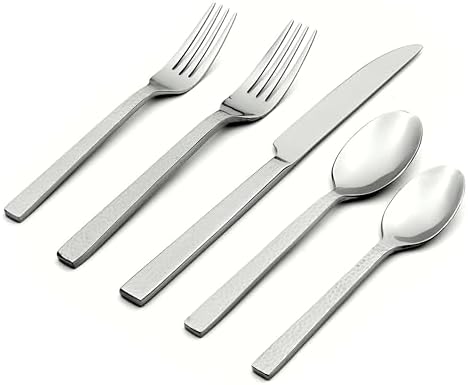 Chefs Table Hammered 45-Piece Everyday Flatware Set, Service for 8