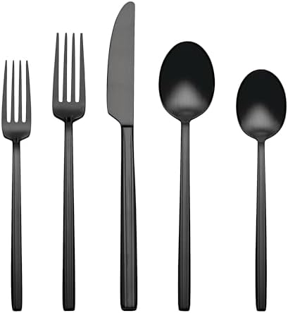 Dean Black Satin 20-Piece 18/0 Silverware Set for 4