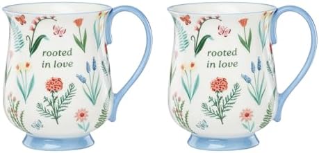 First Blooms Blue Porcelain Mug Set for 2, 12oz