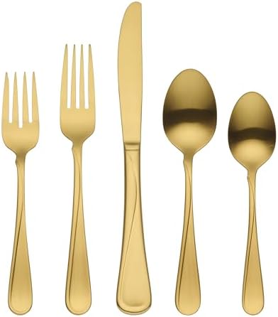 Flight Gold Satin 20-Piece 18/0 Silverware Set for 4