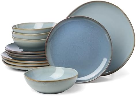Organic Shades 12-Piece Dinnerware Set, Slate Blue