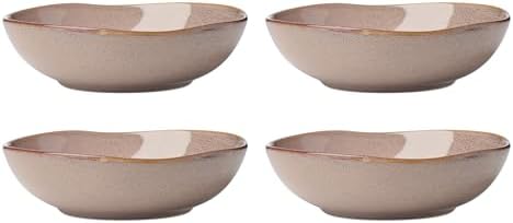 Organic Shades Clay Stoneware Pasta Bowl Set for 4, 34.5oz
