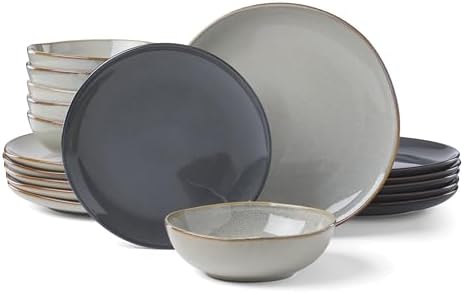 Organic Shades Gray Stoneware 18-Piece Dinnerware Set for 6
