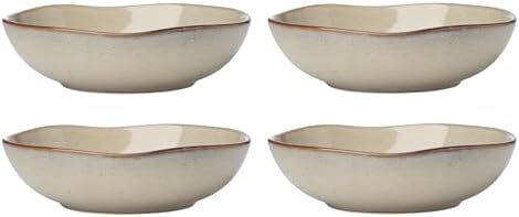 Organic Shades Oatmeal Stoneware Pasta Bowl Set for 4, 34.5oz