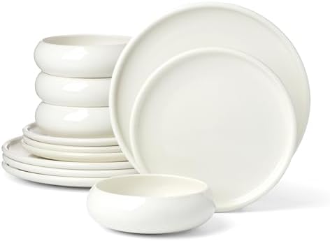 Quirk Porcelain 12-Piece Dinnerware Set for 4