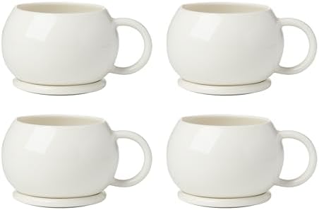 Quirk Porcelain Mug and Coaster Set for 4