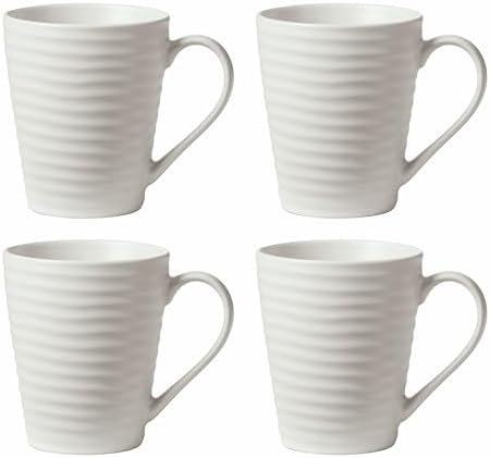 Ridge White Coffee Mugs, 12 oz, Set of 4