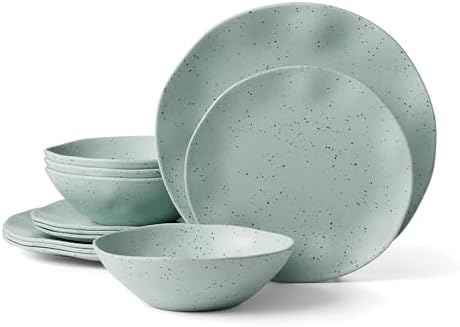 Terrazzo Melamine Mint 12-Piece Dinnerware Set