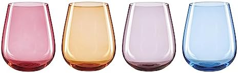 True Colors Stemless Wine Glasses, Set of 4