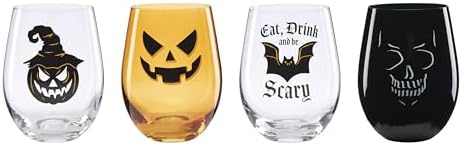 Vintro Halloween Stemless Wine Glasses, Set of 4