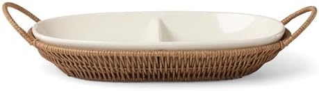 Willow and White Stoneware Chip and Dip Bowl with Tray