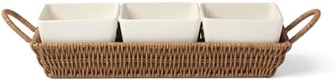 Willow and White Stoneware Serving Set, 4-Piece